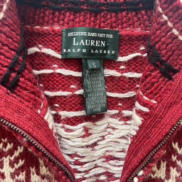 Lauren Ralph Lauren Sweater Women’s Wool Sweater Sz Small Nordic Fair Isle Zip - Picture 4 of 7